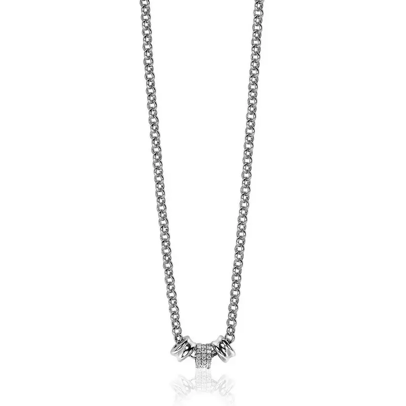 ZINZI Zilveren Ketting met Witte Zirkonia MVC23