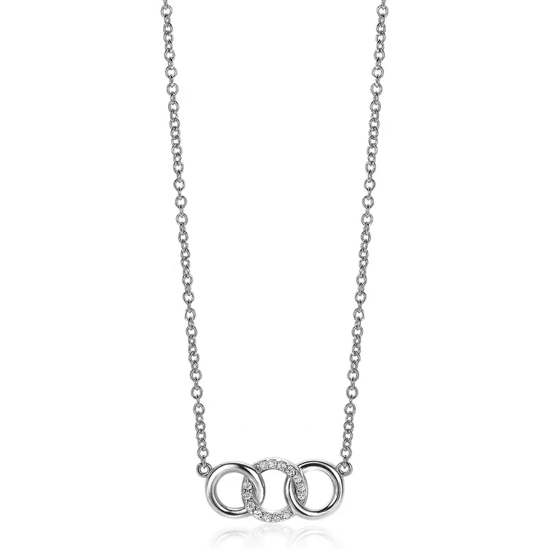 ZINZI Zilveren Ketting met Witte Zirkonia ZIC2045