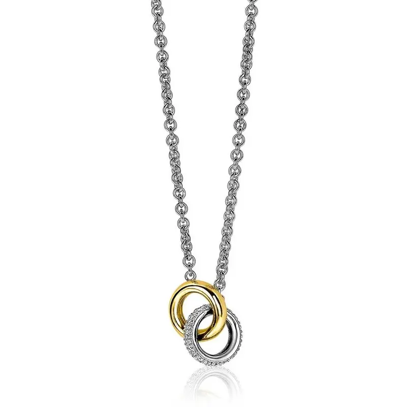 ZINZI Zilveren Ketting met Witte Zirkonia ZIC2102
