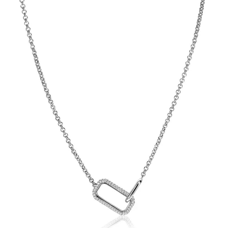 ZINZI Zilveren Ketting met Witte Zirkonia ZIC2551