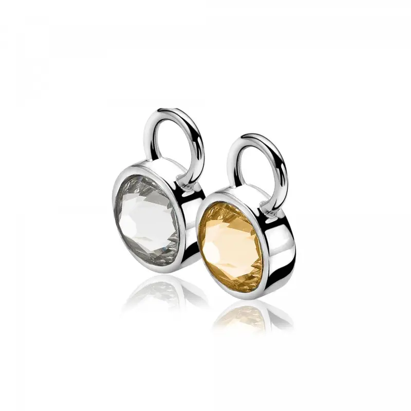 ZINZI Zilveren Oorbedels met Champagne Zirkonia ZICH1006C
