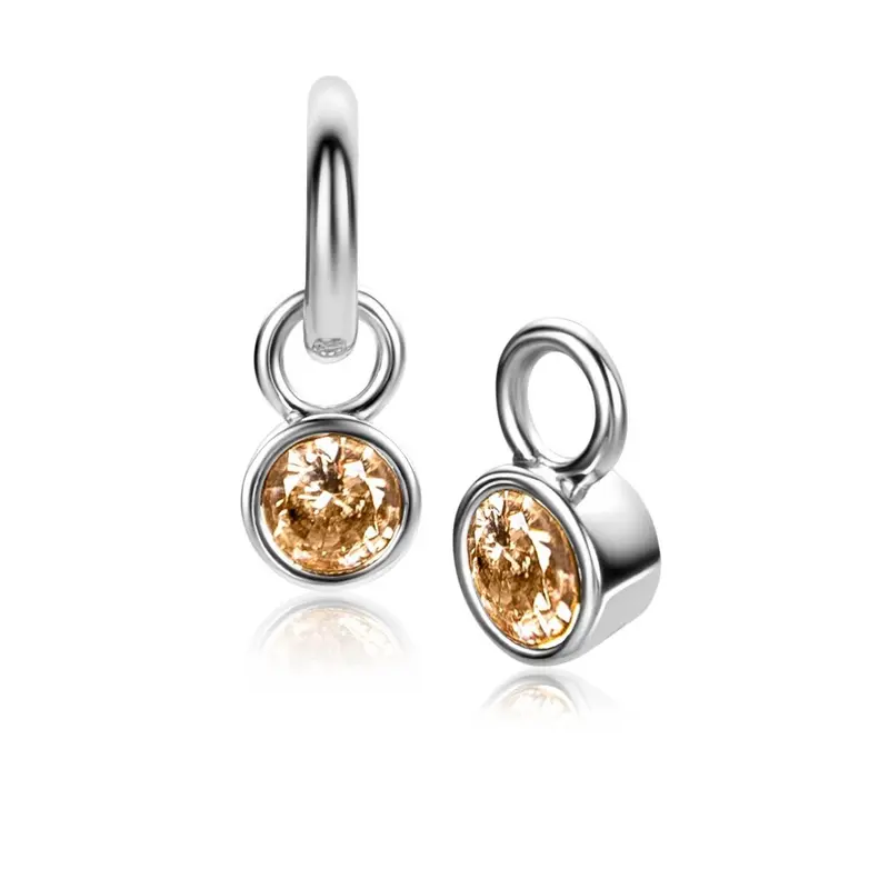 ZINZI Zilveren Oorbedels met Champagne Zirkonia ZICHZ-NOV