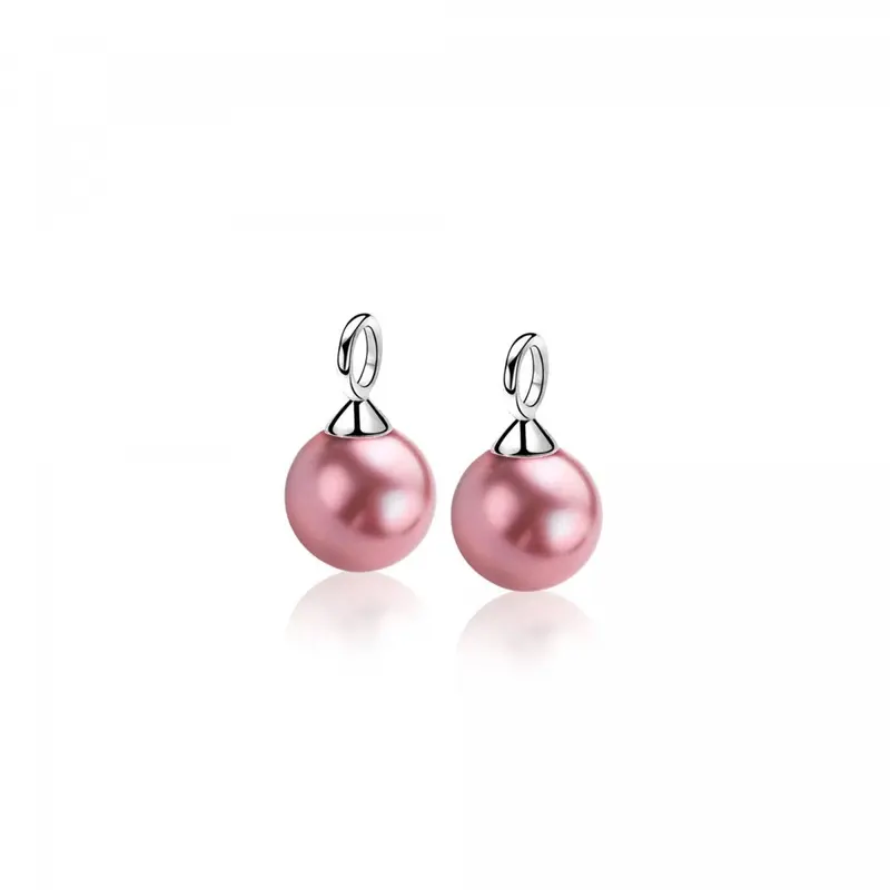 ZINZI Zilveren Oorbedels met Roze Parel ZICH266F