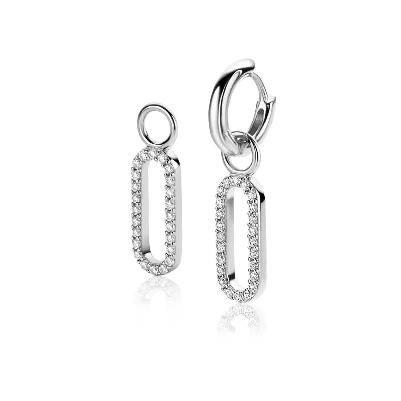 ZINZI Zilveren Oorbedels met Witte Zirkonia ZICH2506
