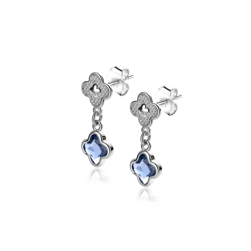 ZINZI Zilveren Oorbellen met Blauwe Zirkonia ZIO2582