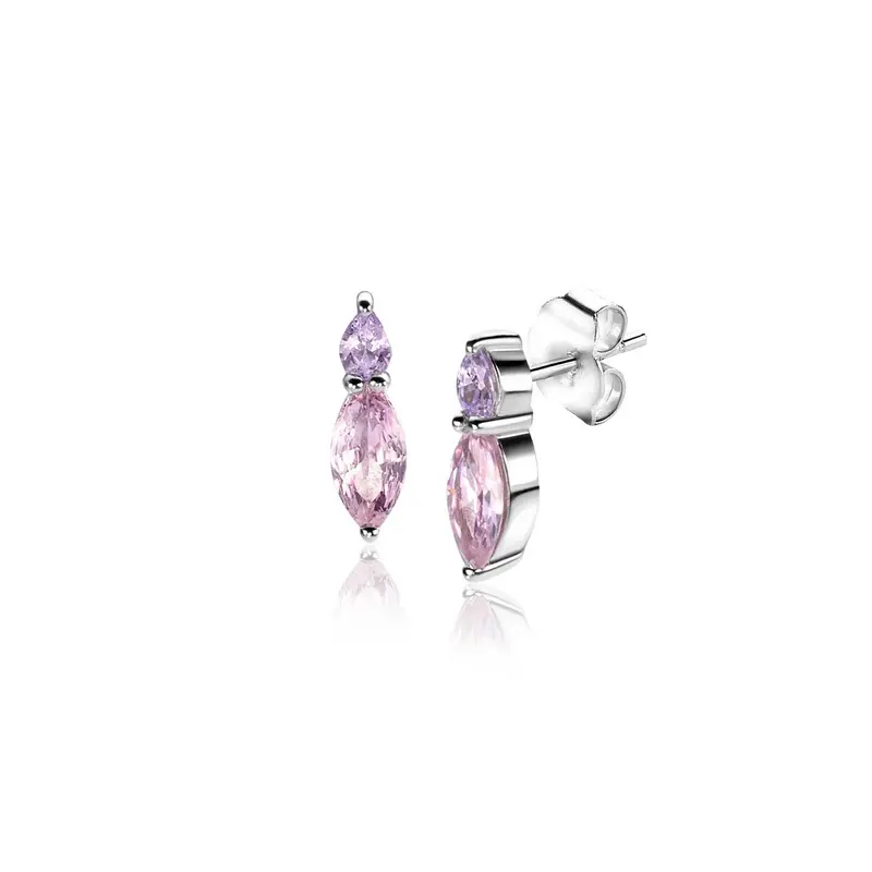 ZINZI Zilveren Oorbellen met Roze Zirkonia ZIO2498