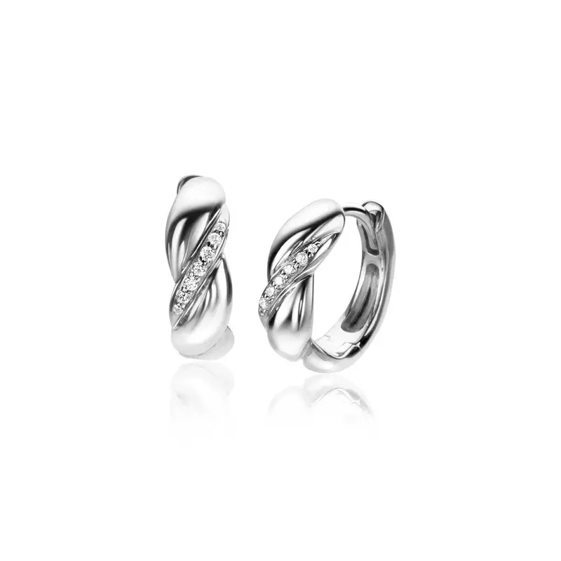 ZINZI Zilveren Oorbellen met Witte Zirkonia ZIO2295