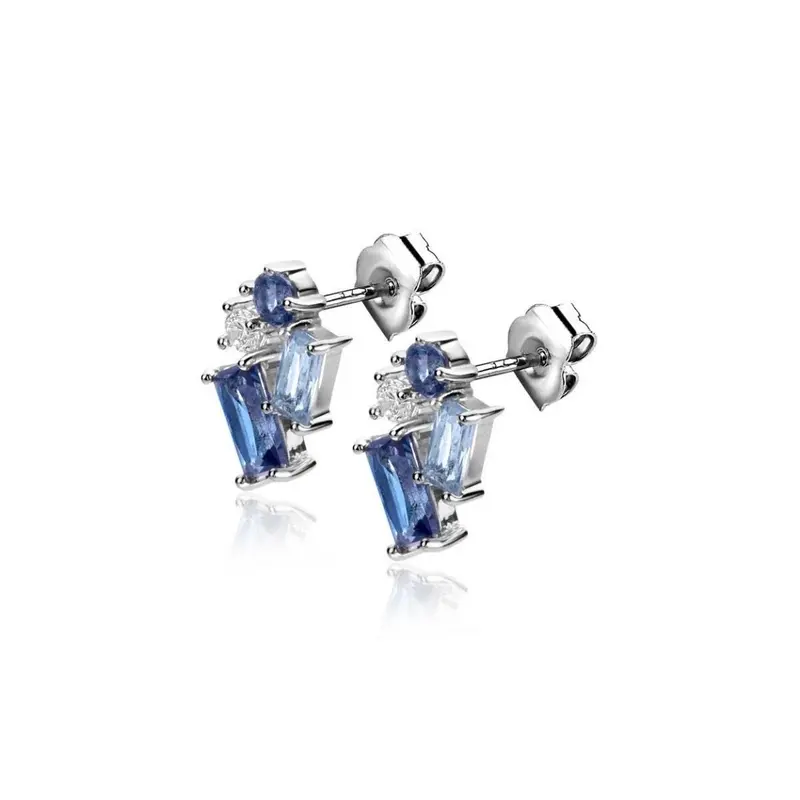 ZINZI Zilveren Oorknoppen met Blauwe Zirkonia ZIO2293