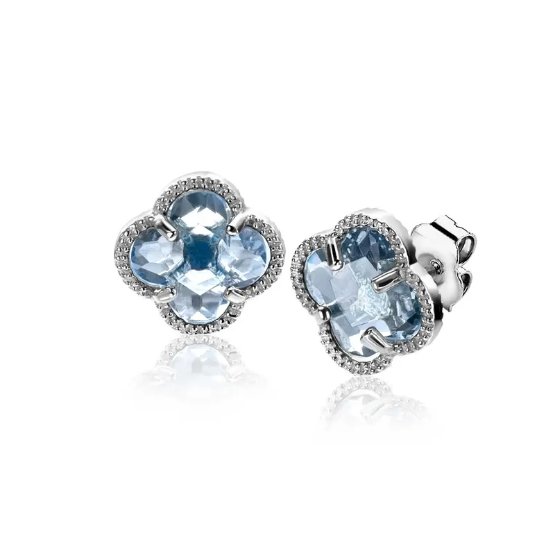 ZINZI Zilveren Oorknoppen met Blauwe Zirkonia ZIO2663B