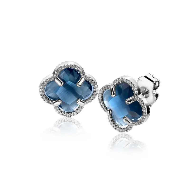 ZINZI Zilveren Oorknoppen met Blauwe Zirkonia ZIO2663DB