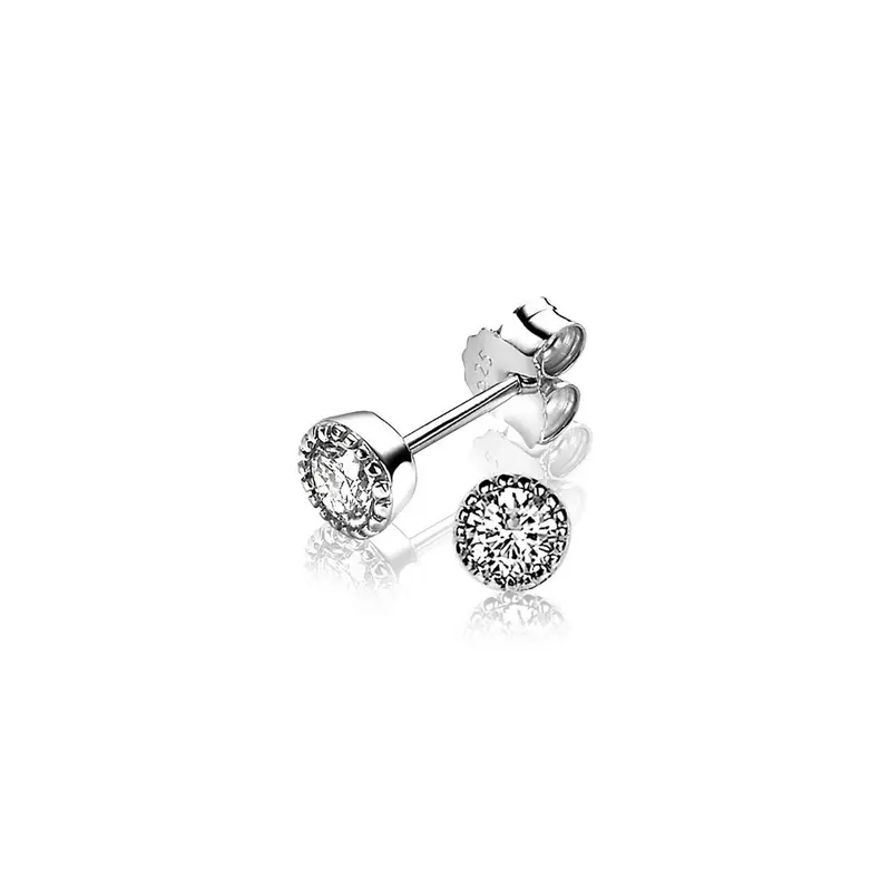 ZINZI Zilveren Oorknoppen met Witte Zirkonia ZIO1263