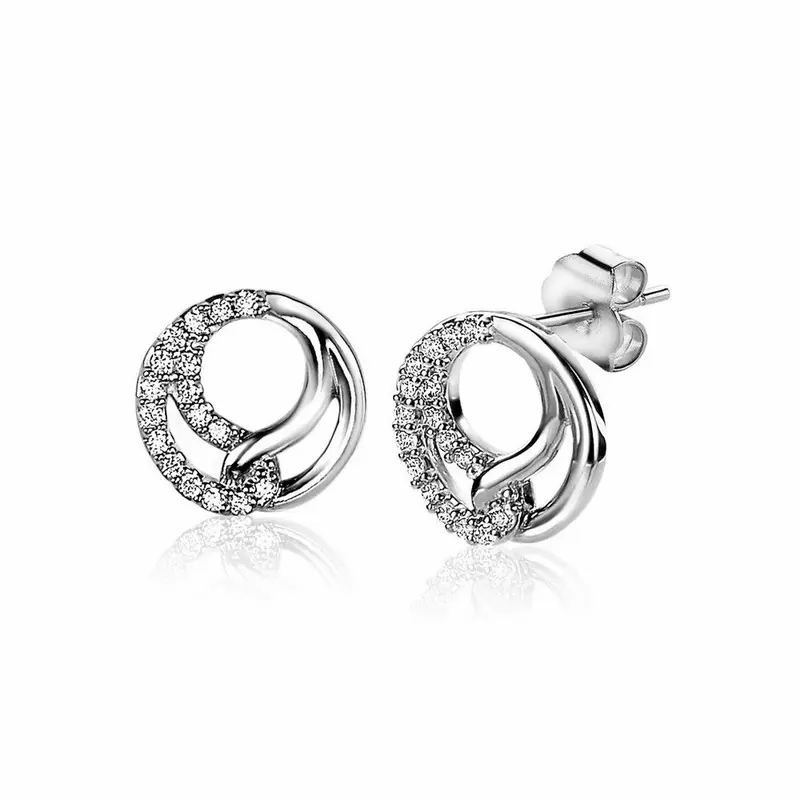 ZINZI Zilveren Oorknoppen met Witte Zirkonia ZIO2119