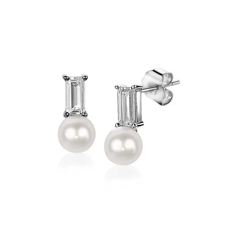 ZINZI Zilveren Oorknoppen met Witte Zirkonia ZIO2135
