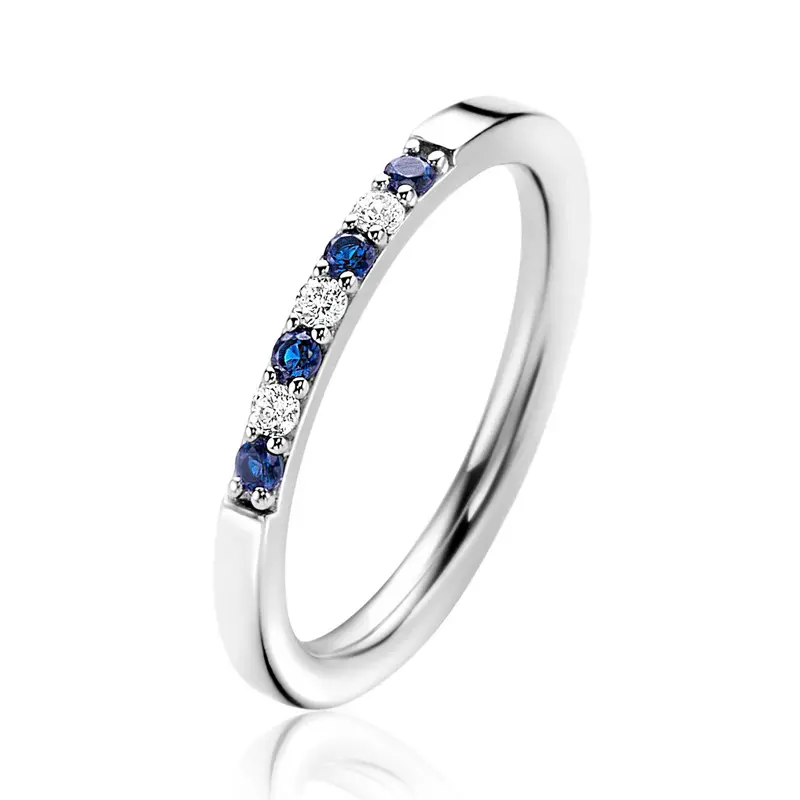ZINZI Zilveren Ring met Blauw, Wit Zirkonia ZIR2559