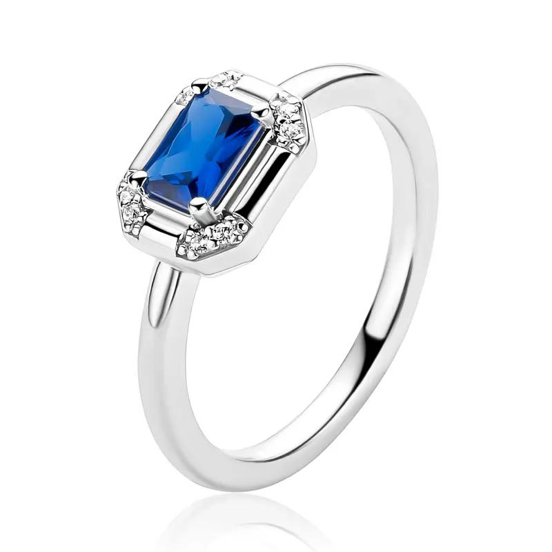 ZINZI Zilveren Ring met Blauwe Kleursteen ZIR2803B