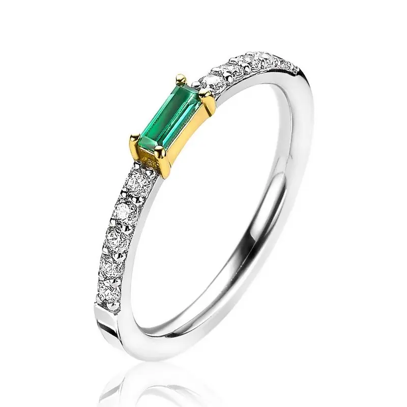 ZINZI Zilveren Ring met Groene Zirkonia ZIR2133G