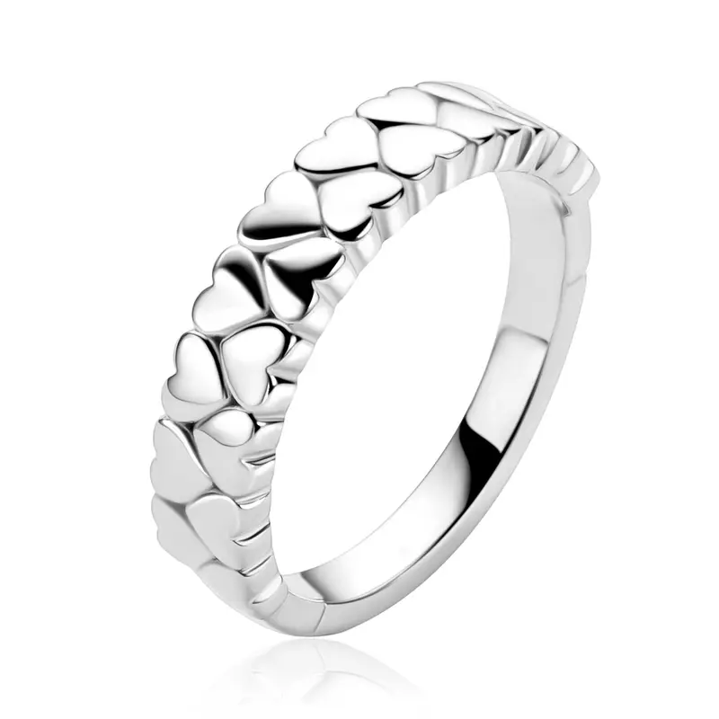 ZINZI Zilveren Ring met Hartjes ZIR2882