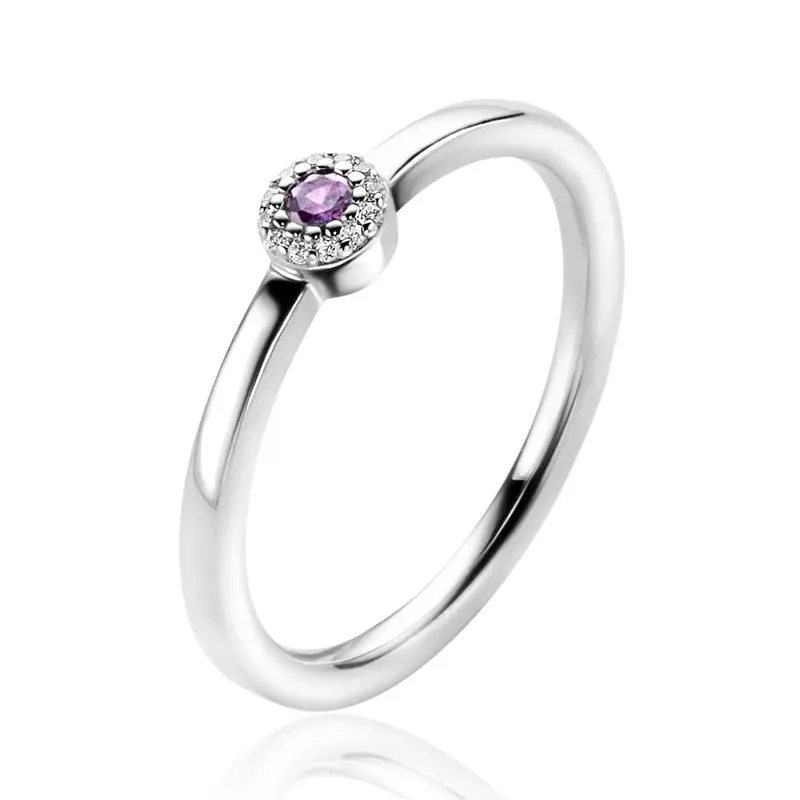 ZINZI Zilveren Ring met Paars, Wit Zirkonia ZIR2561