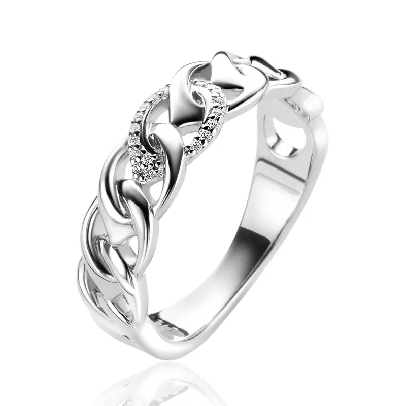 ZINZI Zilveren Ring met Witte Zirkonia MVR24S