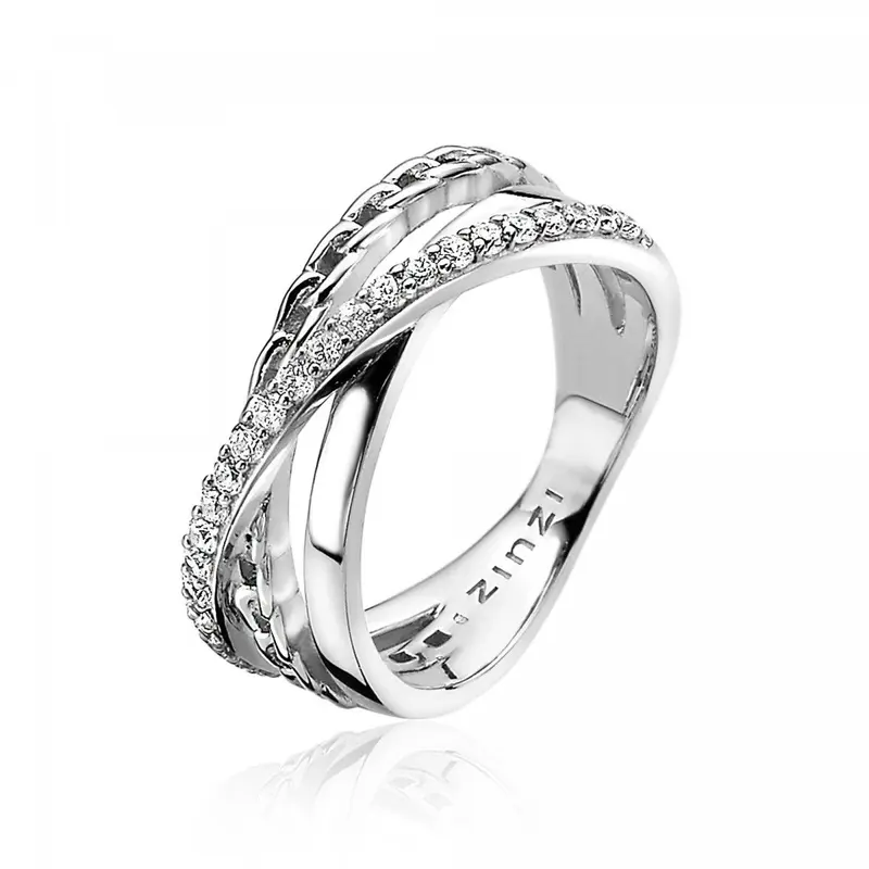 ZINZI Zilveren Ring met Witte Zirkonia ZIR1360