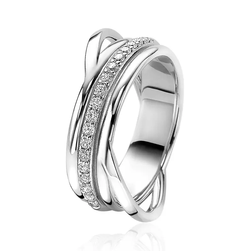 ZINZI Zilveren Ring met Witte Zirkonia ZIR2048-58