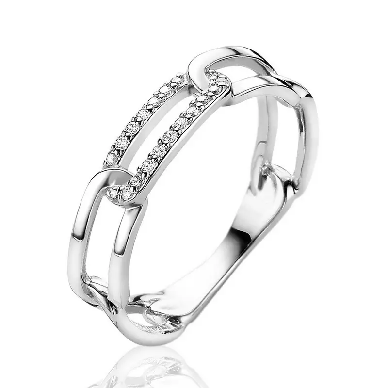 ZINZI Zilveren Ring met Witte Zirkonia ZIR2116