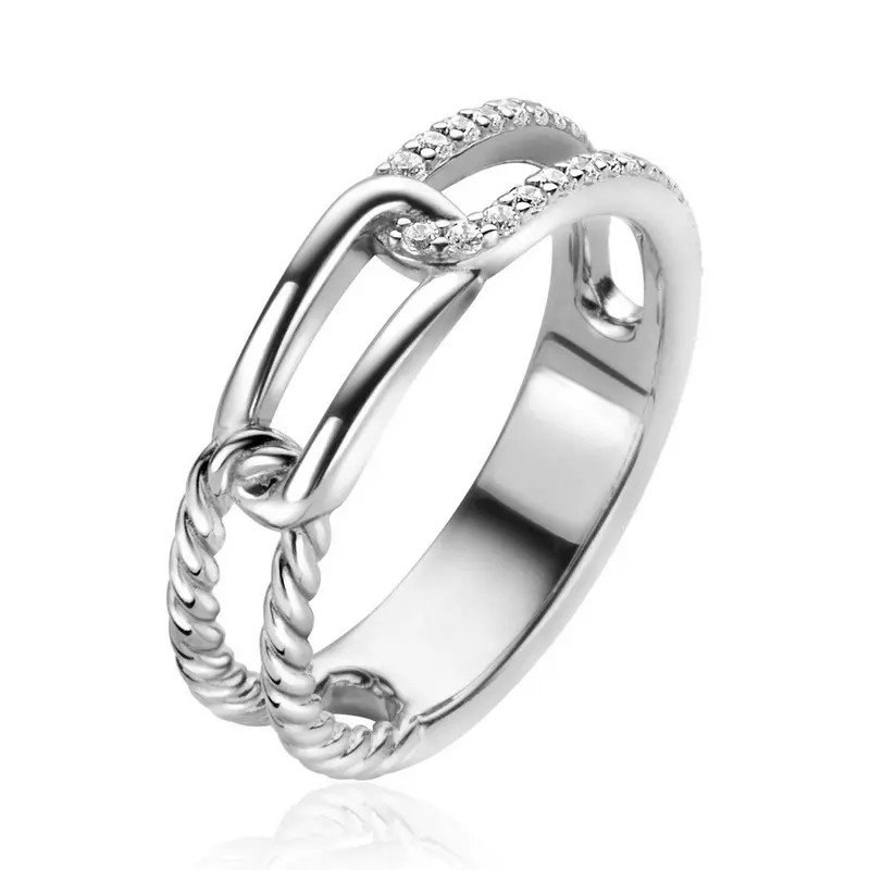 ZINZI Zilveren Ring met Witte Zirkonia ZIR2330