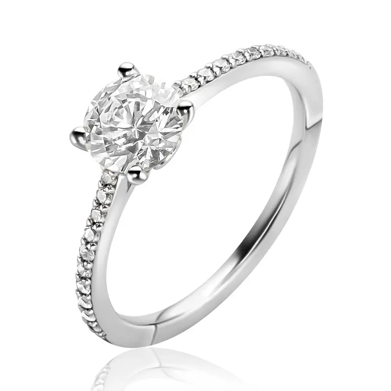 ZINZI Zilveren Ring met Witte Zirkonia ZIR2696