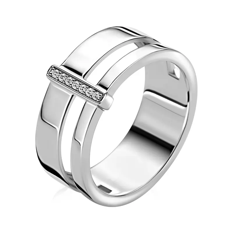 ZINZI Zilveren Ring met Witte Zirkonia ZIR2728