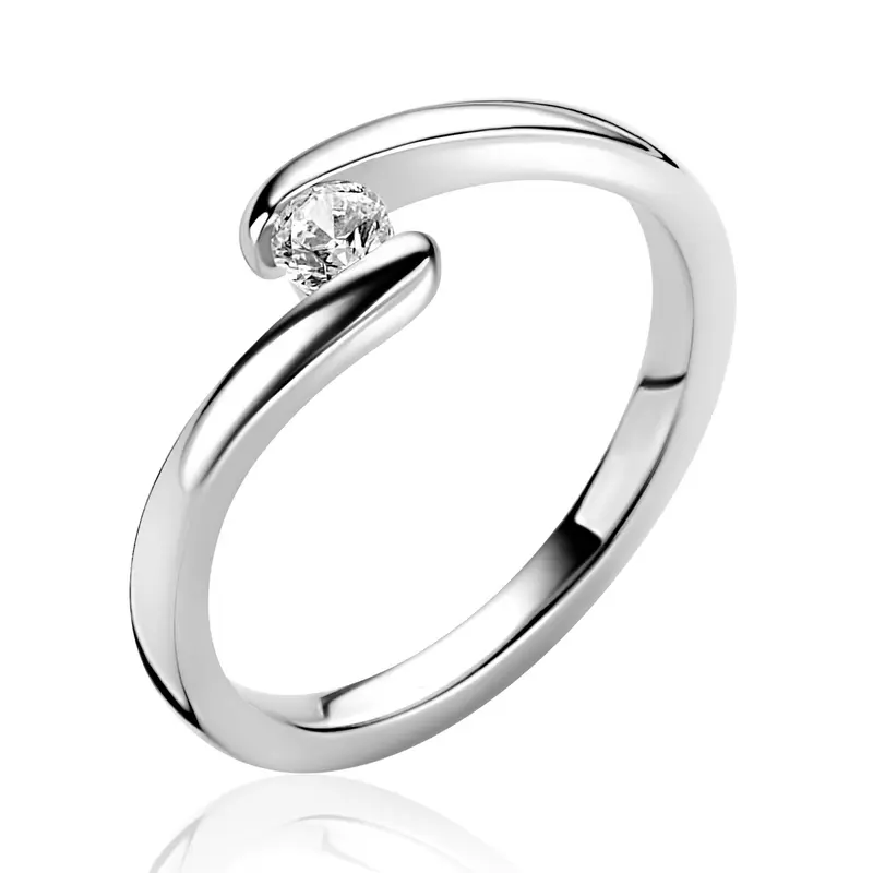 ZINZI Zilveren Ring met Witte Zirkonia ZIR2766