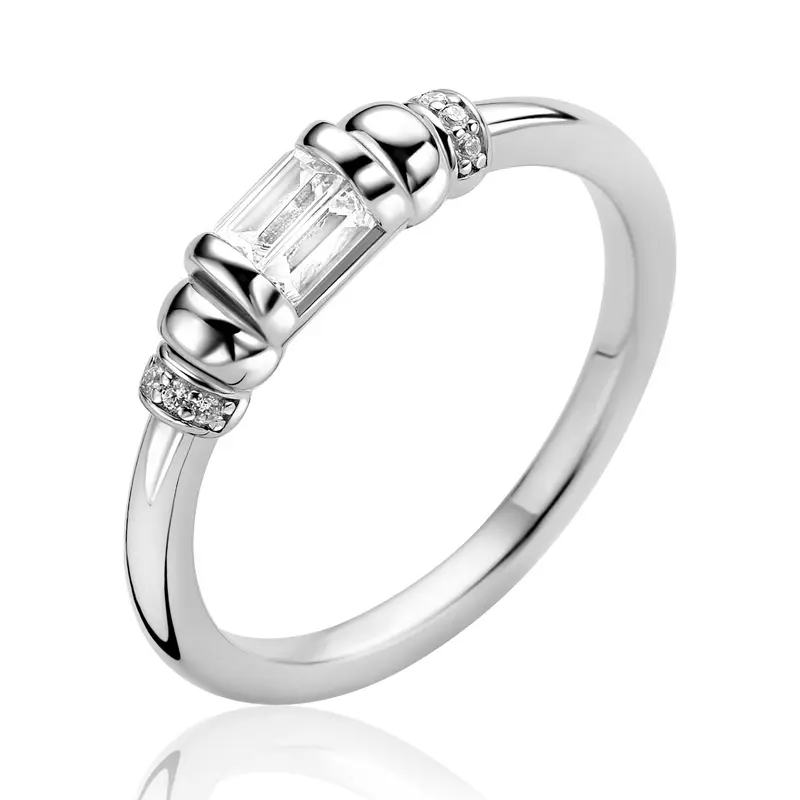 ZINZI Zilveren Ring met Witte Zirkonia ZIR2812