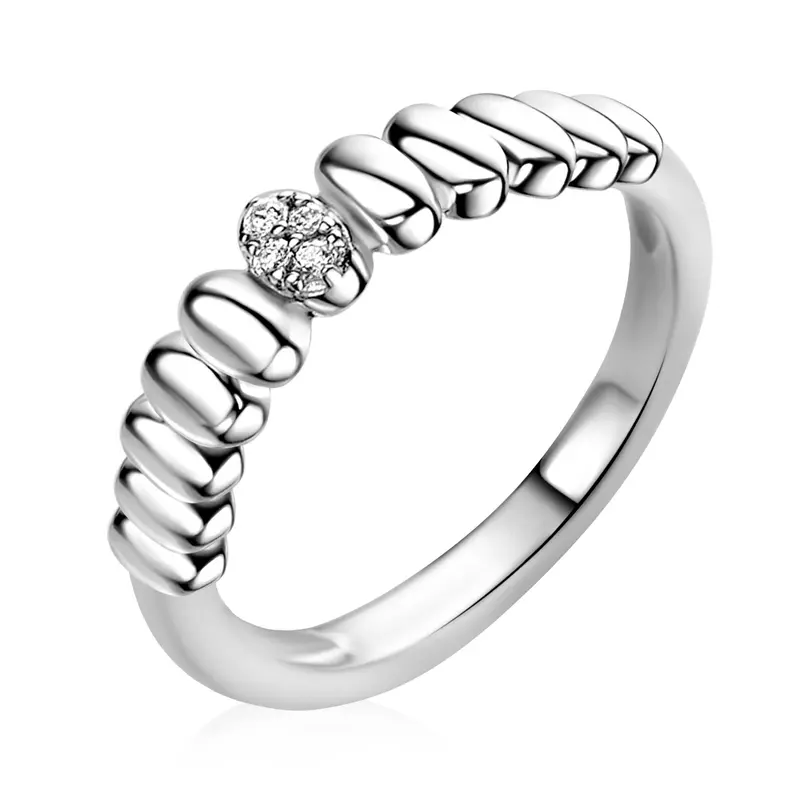 ZINZI Zilveren Ring met Witte Zirkonia ZIR2876