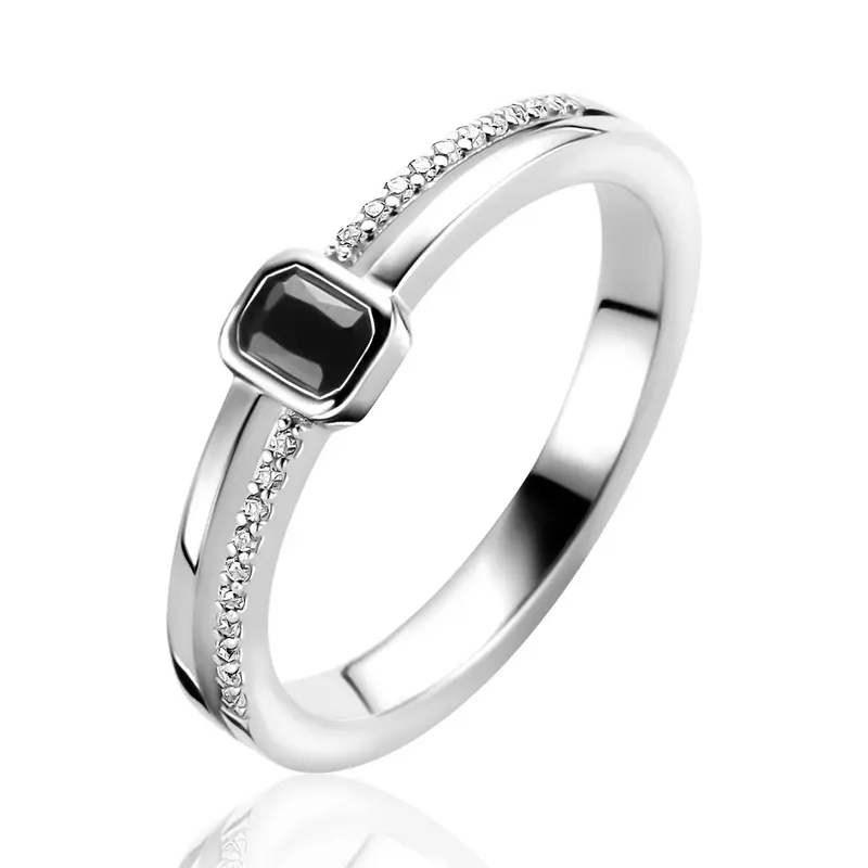 ZINZI Zilveren Ring met Zwart, Wit Zirkonia ZIR2626Z