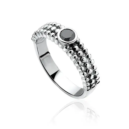 ZINZI Zilveren Ring met Zwarte Zirkonia ZIR799