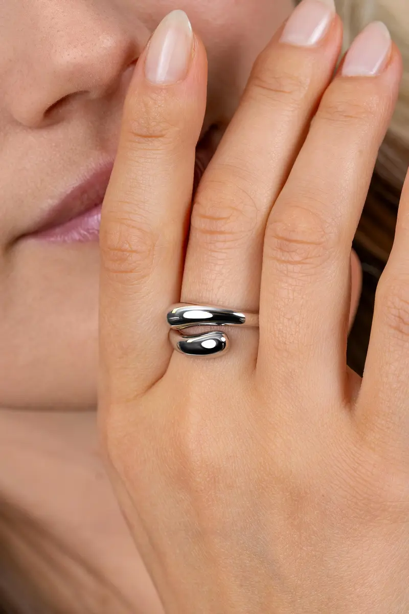 ZINZI zilveren ring organisch gevormd ZIR2840