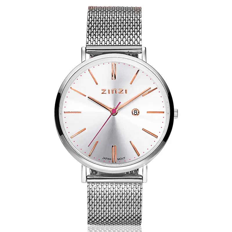 Zinzi Zilverkleurig Horloge Staal Ziw412 M