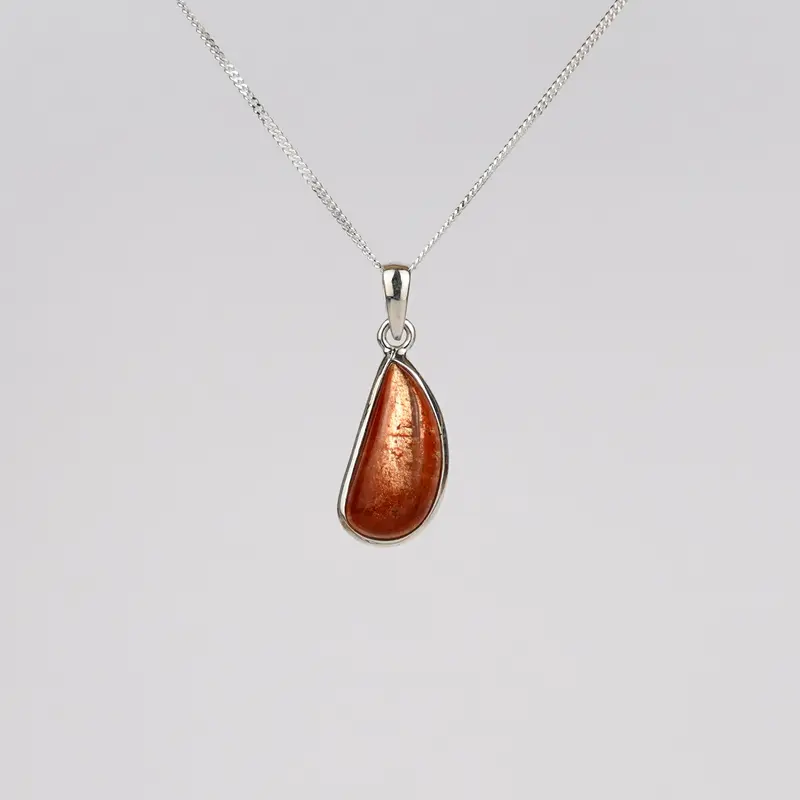 Zonnesteen 925 Zilver Ketting K43