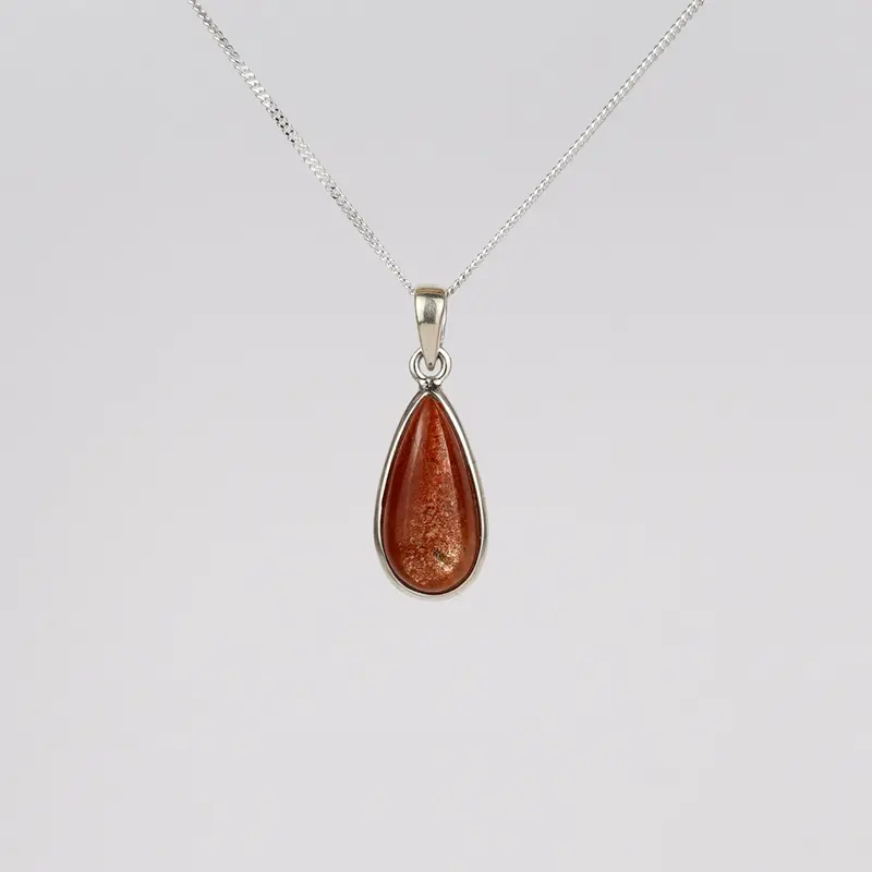Zonnesteen 925 Zilver Ketting K44