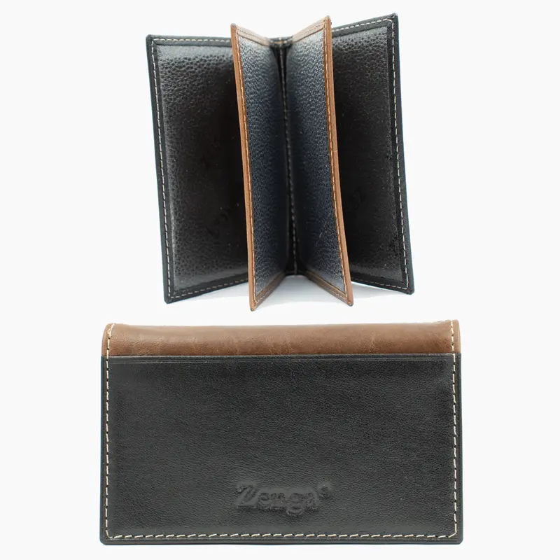 Zwart en Bruine Leren Kaartholder BLW022-4