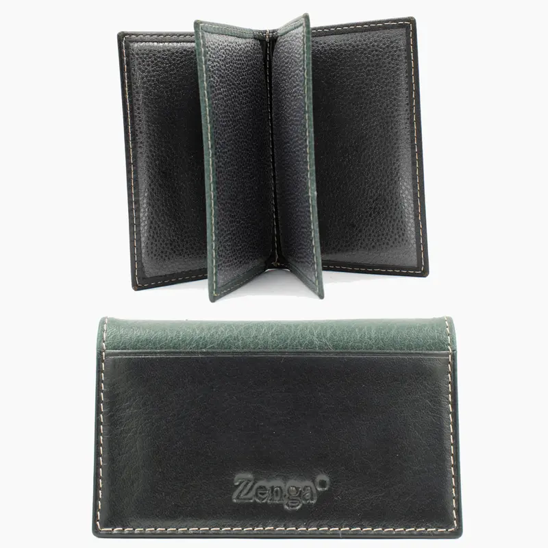 Zwart en Groene Leren Kaartholder BLW022-61
