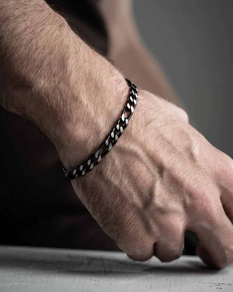Zwarte Stalen Herenarmband -1